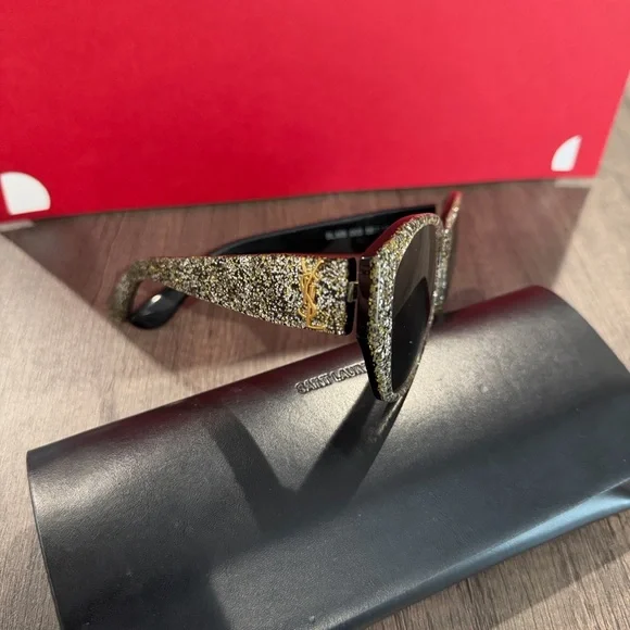 YVES SAINT LAURENT Gold Glitter Acetate Sunglasses SLM3 Authentic Made In Italy Yves Saint Laurent Gold Glitter Acetate Sunglasses SLM3  main image 3